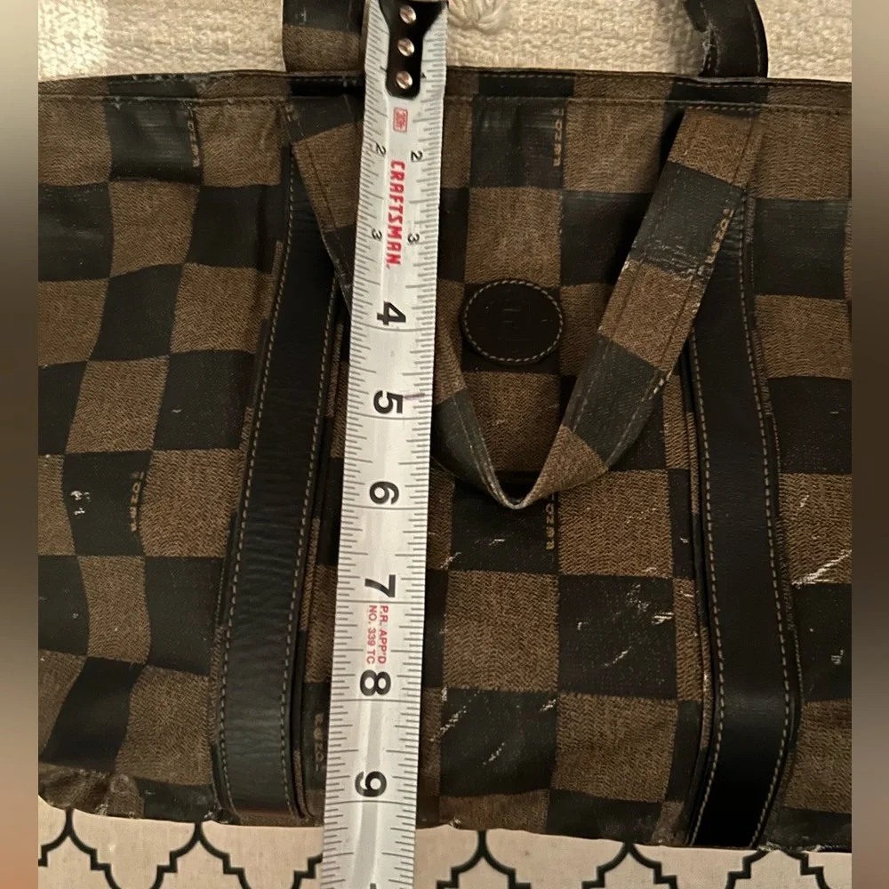Fendi Brown and Black Checker Tote Bag